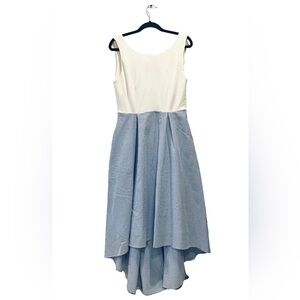 Anthropologie Hutch Blue White Seersucker Hi Low Hem Midi Maxi Sleeveless Dress